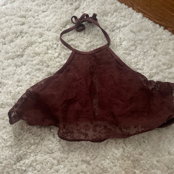 Ninety-Nine Degree Key-Hole Front Top with Lace Overlay - Picture 2 of 3